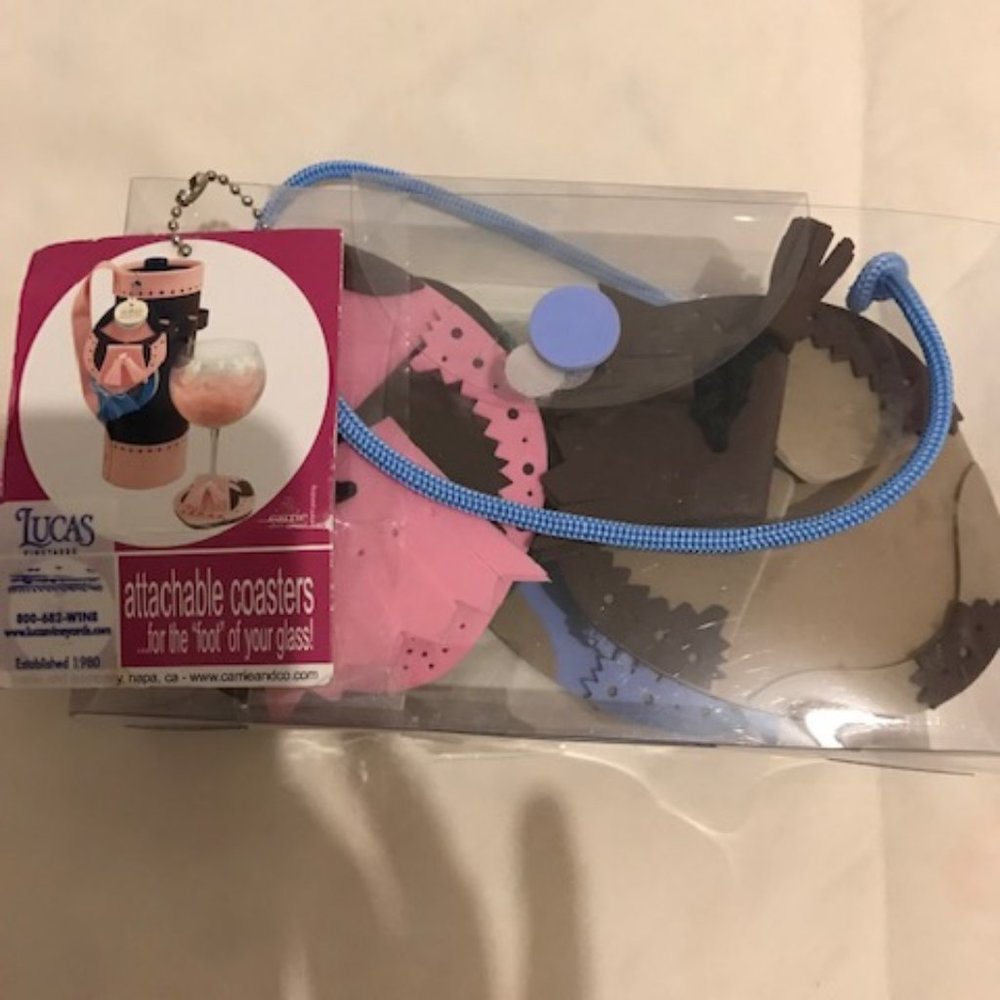BRAND NEW DRINK WARE COASTERS - ATTACH TO WINE GLASS GOLF THEME